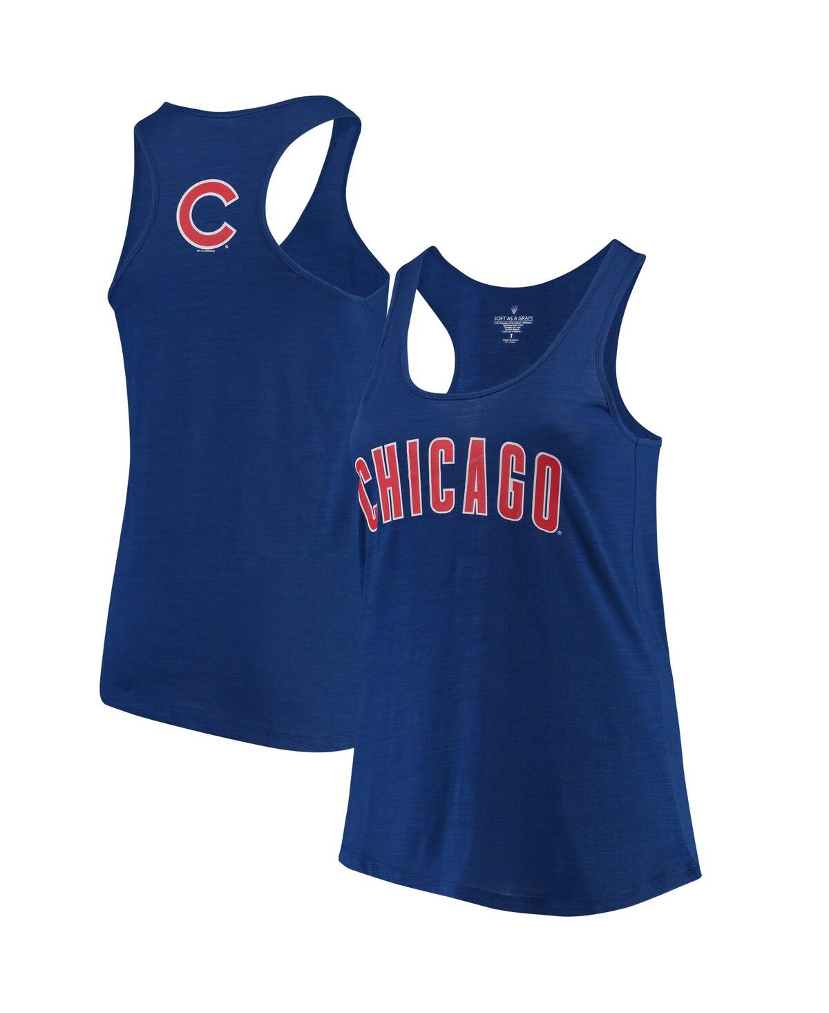 Women's Soft As A Grape Royal Chicago Cubs Plus Size Swing for the Fences Racerback Tank Top - Royal