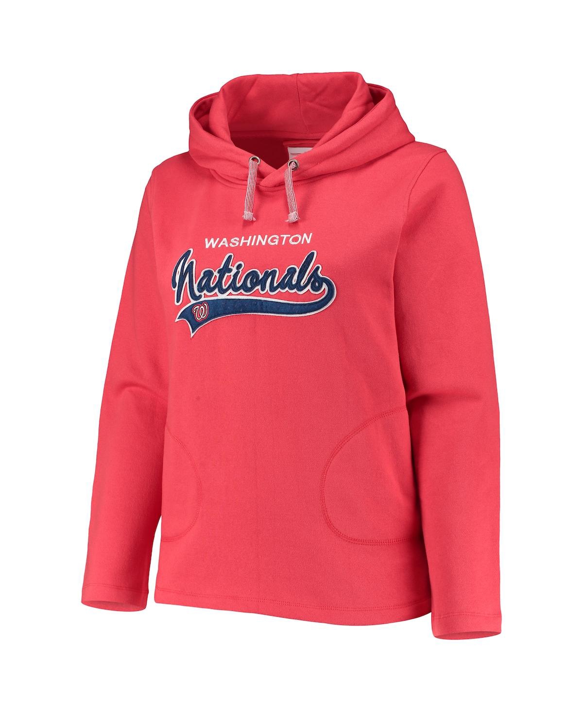 Shop Soft As A Grape Women's  Red Washington Nationals Plus Size Side Split Pullover Hoodie