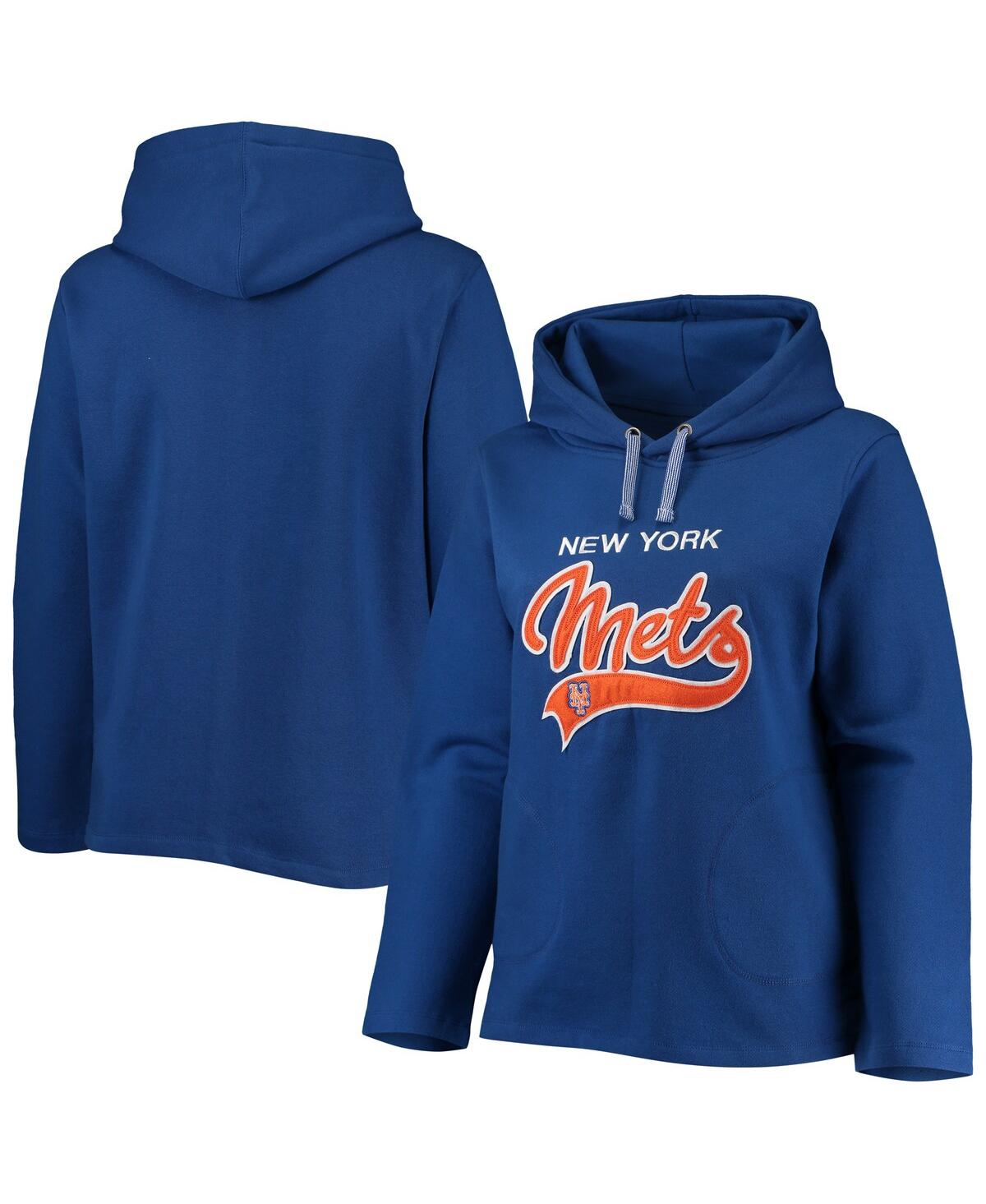 Shop Soft As A Grape Women's  Royal New York Mets Plus Size Side Split Pullover Hoodie