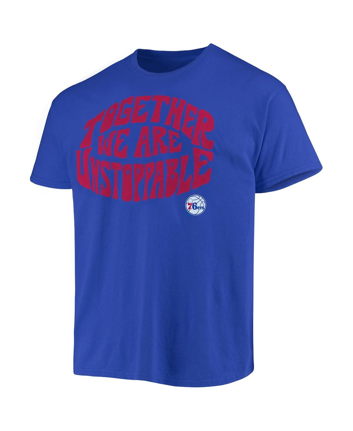 Shop Junk Food Men's  Royal Philadelphia 76ers Positive Message Enzyme Washed T-shirt