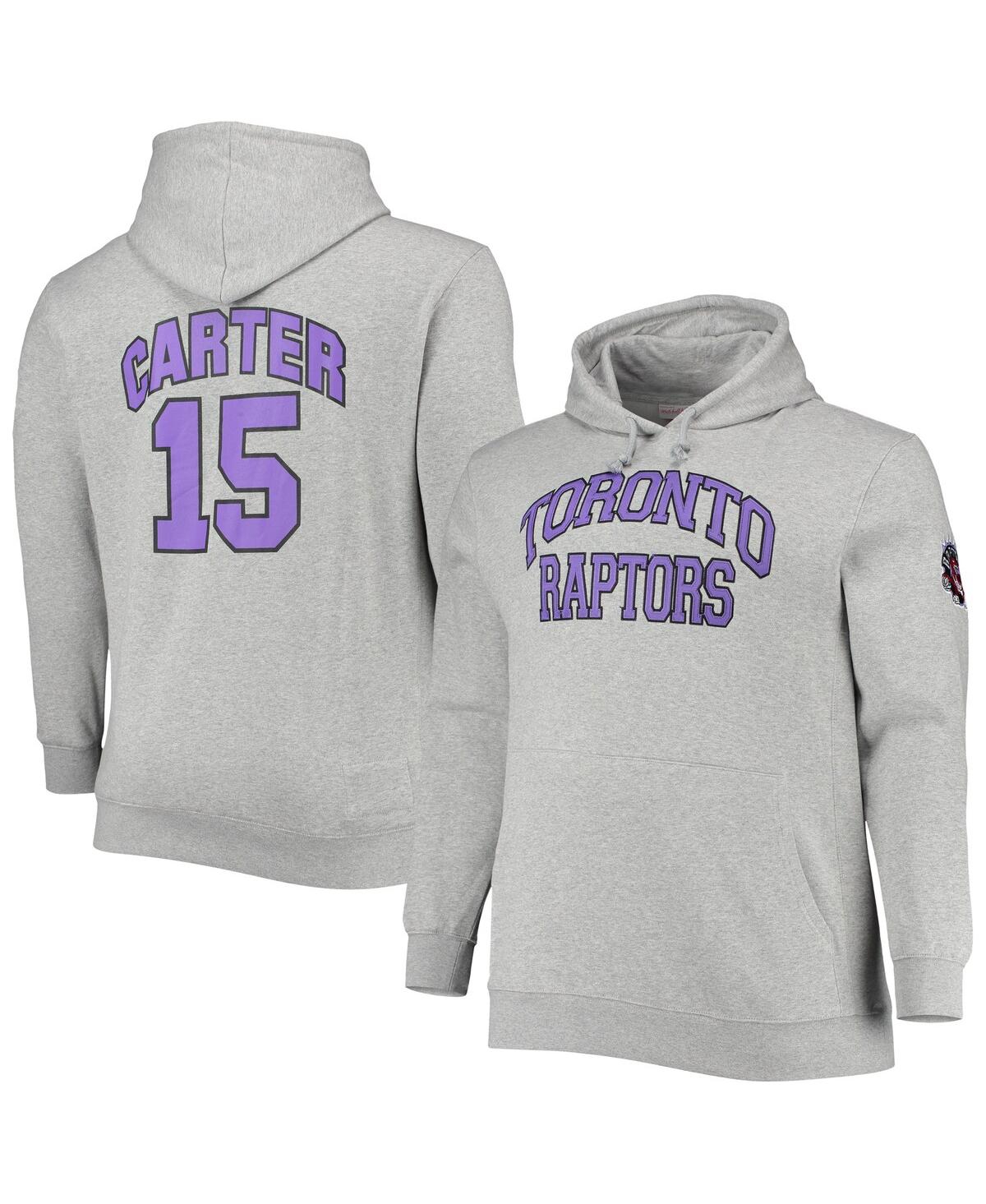 Mitchell & Ness Vince Carter Heathered Gray Toronto Raptors Big & Tall Name & Number Pullover Hoodie In Heathered Gray
