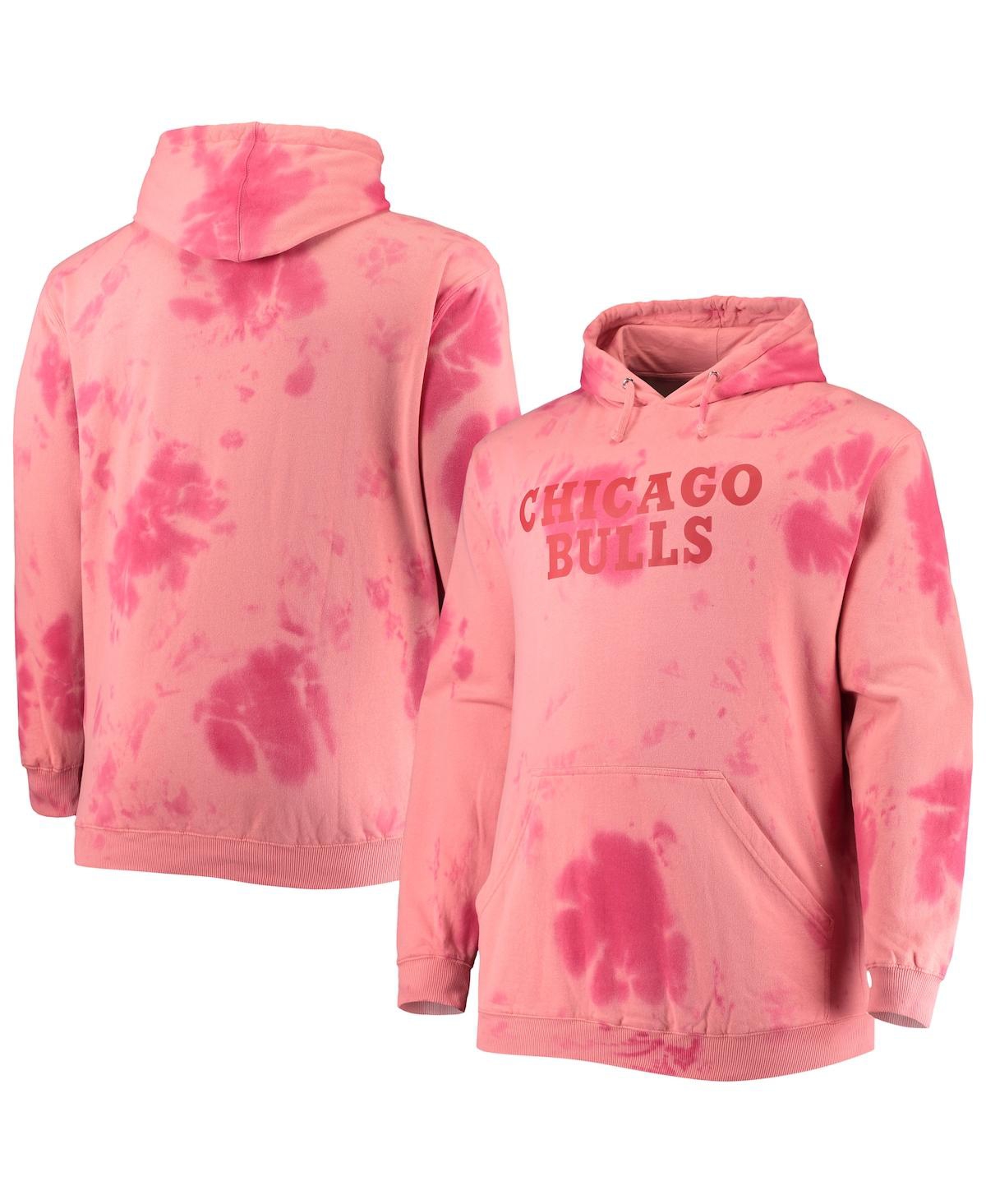 Shop Fanatics Men's  Red Chicago Bulls Big And Tall Wordmark Cloud Dye Pullover Hoodie