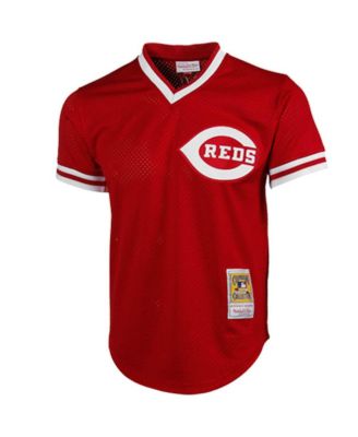 Men's Johnny Bench Red Cincinnati Reds 1983 Authentic Cooperstown Collection Mesh Batting Practice Jersey