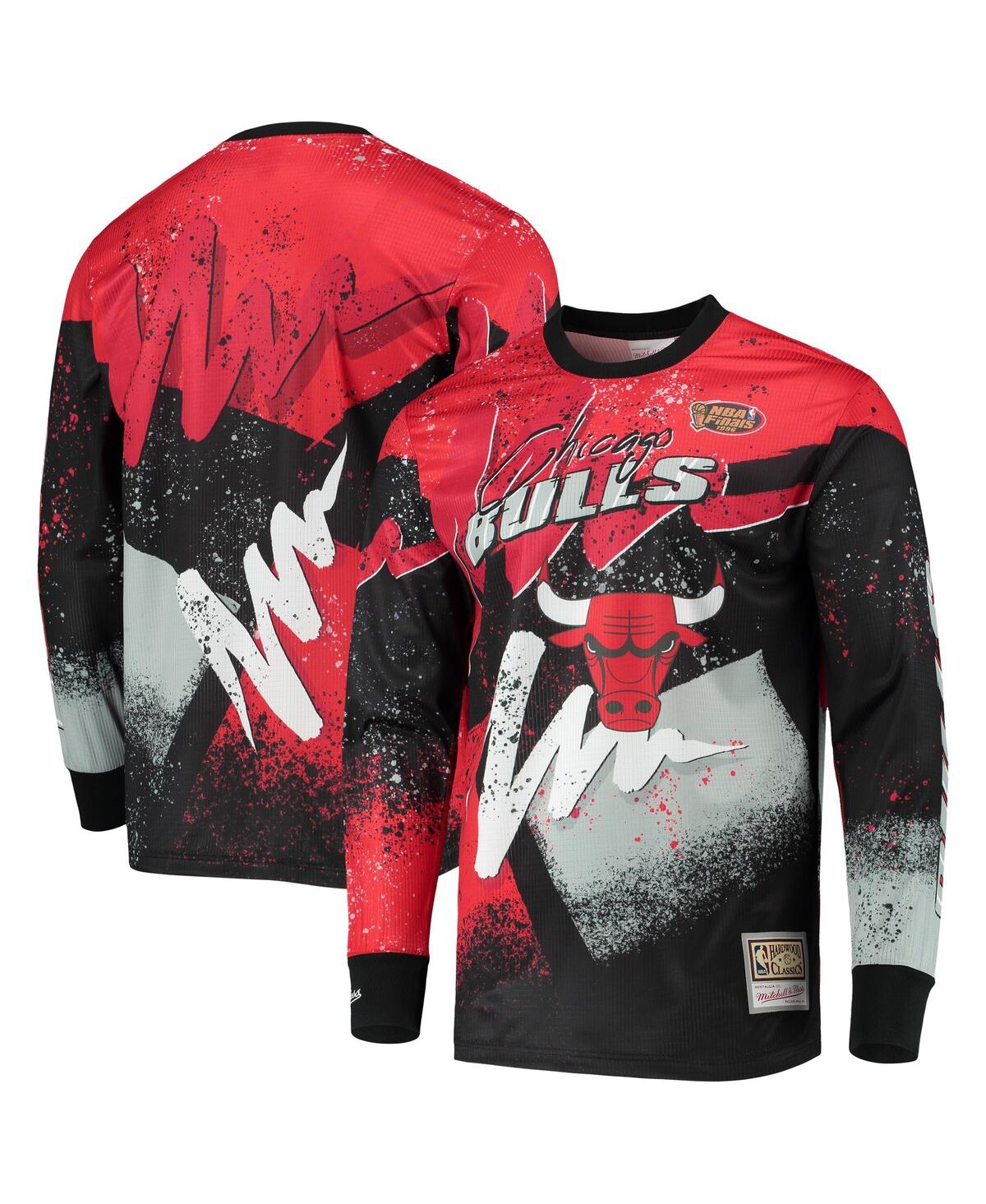 Mitchell & Ness Men's Long Sleeve T-shirt Nba Hyper Hoops Moto L/s Hardwood Classics Chibul Red In Red