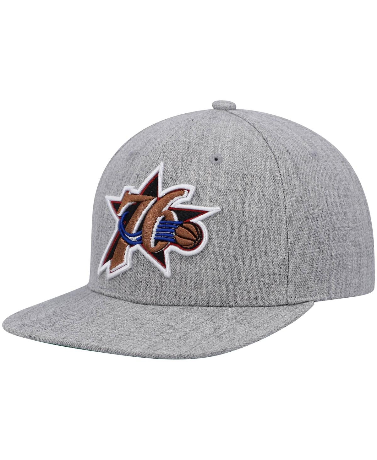 Mitchell & Ness Men's  Heathered Gray Philadelphia 76ers Hardwood Classics Team 2.0 Snapback Hat In Heathered Gray