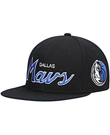 Men's Black Dallas Mavericks Hardwood Classics Script 2.0 Snapback Hat