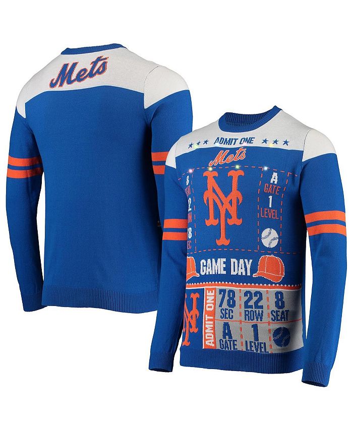 FOCO Men's Royal New York Mets Ticket LightUp Ugly Sweater Macy's