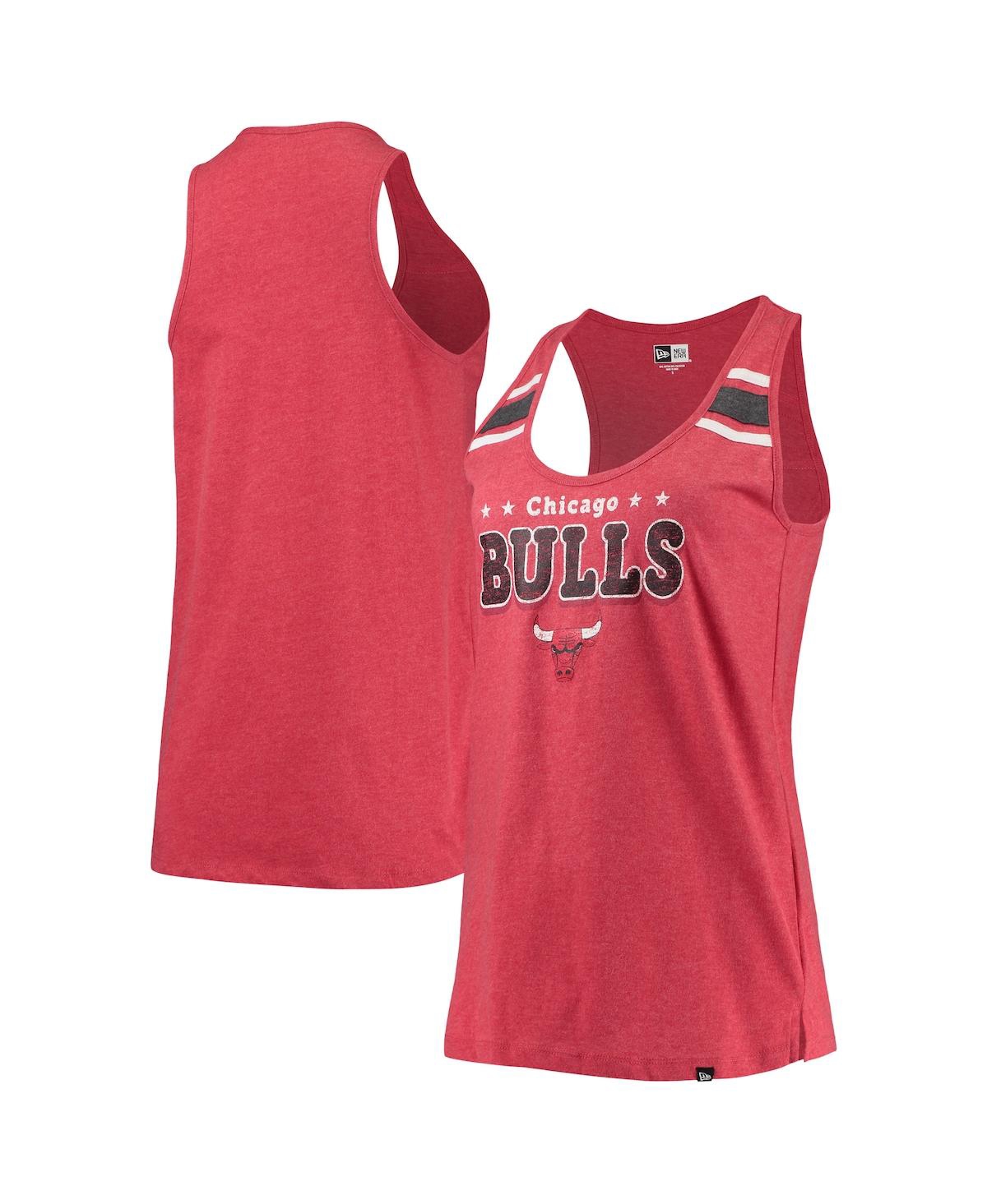 NEW ERA WOMEN'S NEW ERA HEATHER RED CHICAGO BULLS SCOOP-NECK RACERBACK TANK TOP 