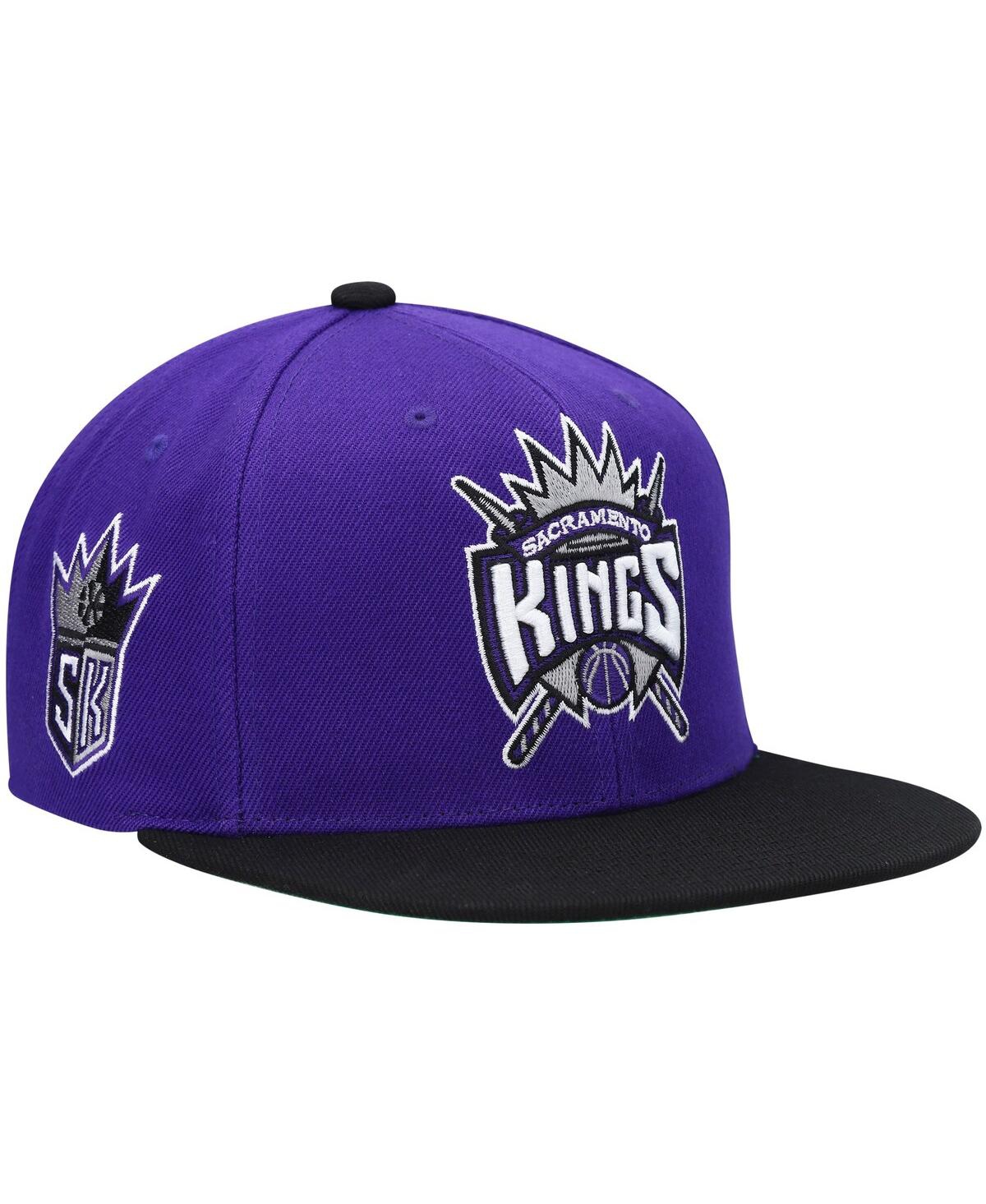 Mitchell & Ness Men's  Purple And Black Sacramento Kings Hardwood Classics Snapback Hat In Purple,black
