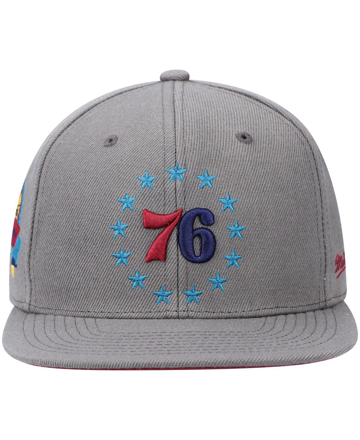 Mitchell & Ness Charcoal Philadelphia 76ers Hardwood Classics 60th Anniversary Carbon Cabernet Fitte In Charcoal