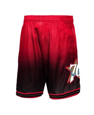 Men's  Black, Red Philadelphia 76Ers 2000/01 Hardwood Classics Fadeaway Reload 3.0 Swingman Shorts
