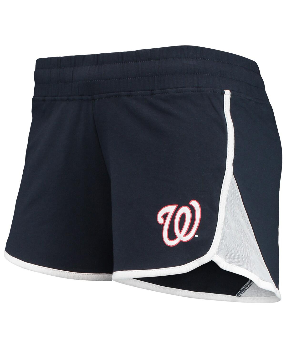 NEW ERA WOMEN'S NEW ERA NAVY WASHINGTON NATIONALS STRETCH FRENCH TERRY SHORTS 