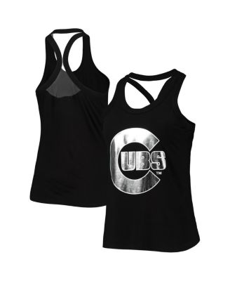 Women's Black Chicago Cubs Tonal Athleisure Racerback Tank Top