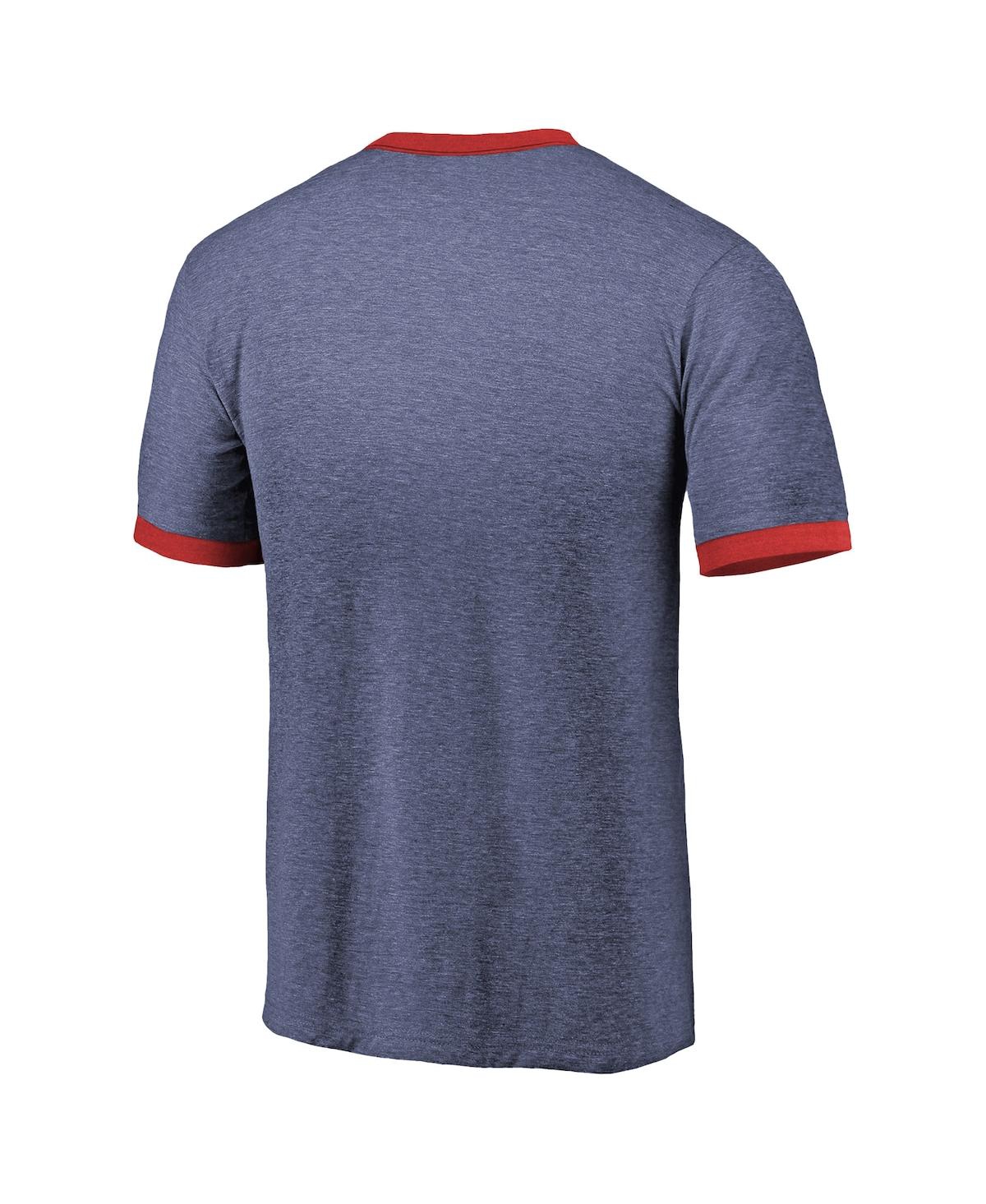 Shop Majestic Men's  Threads Heathered Navy Washington Capitals Ringer Contrast Tri-blend T-shirt