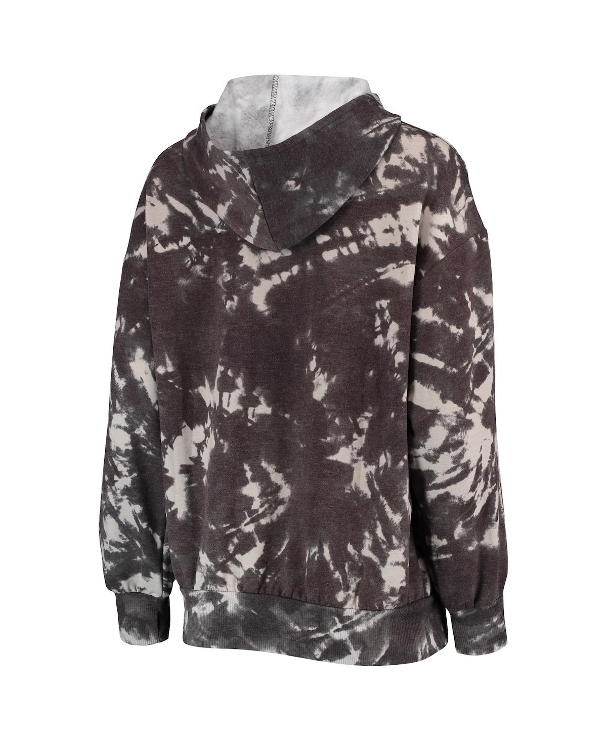 Majestic Threads Black Golden State Warriors Burble Tie-dye Tri-blend Pullover Hoodie In Black