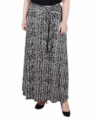 NY Collection Plus Size Maxi with Sash Waist Tie Skirt - Macy's