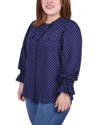 Plus Size Long Sleeve Y Neck Blouse