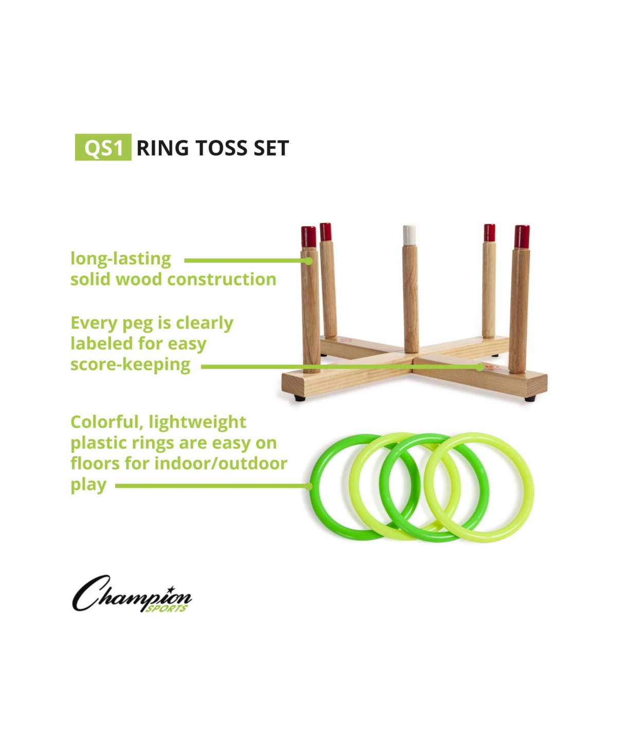 Shop Champion Sports Quality Ring Toss Set, 10 Piece In Multi