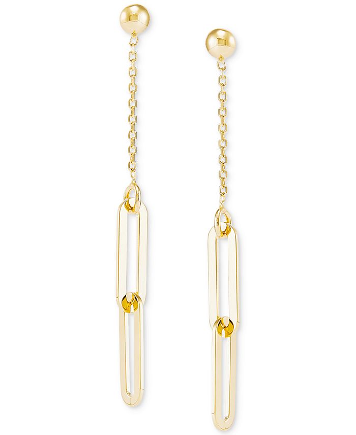 Macy's Polished Paperclip Drop Earrings in 14k Gold Macy's