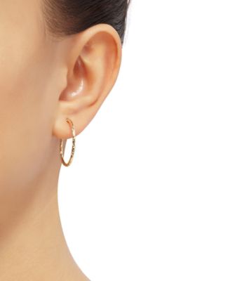 Textured Oval Hoop Earrings in 10k Gold, 1"