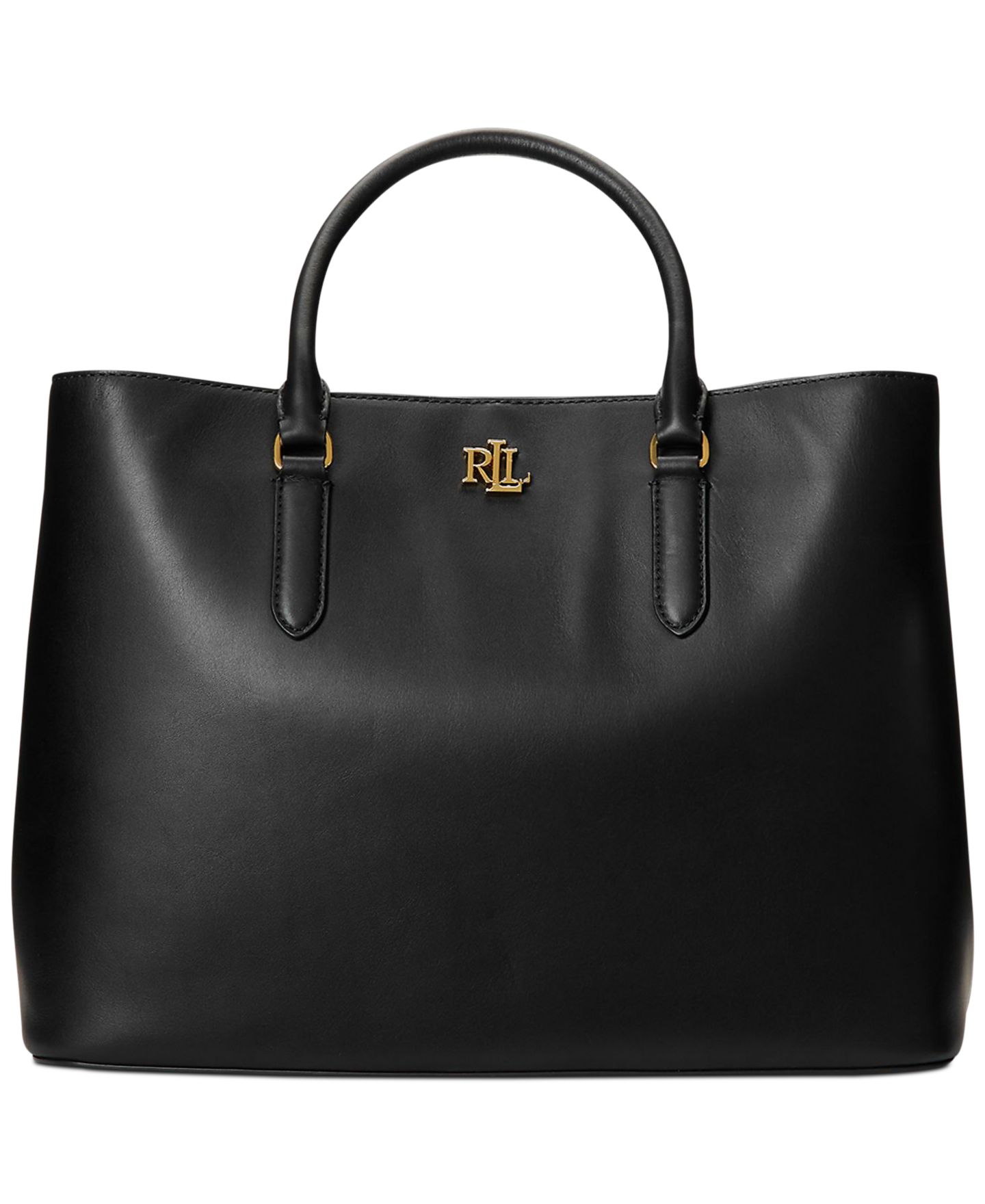 Женская сумка Lauren Ralph Lauren Full-Grain Leather Large Marcy Satchel, цвет: Чёрный — фото 1