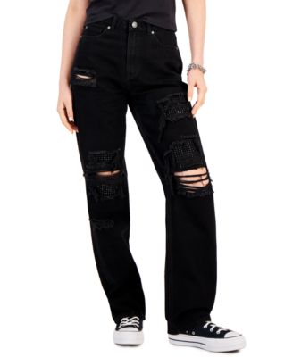 Gemma Rae - Juniors' Embellished Distressed High-Rise Jeans