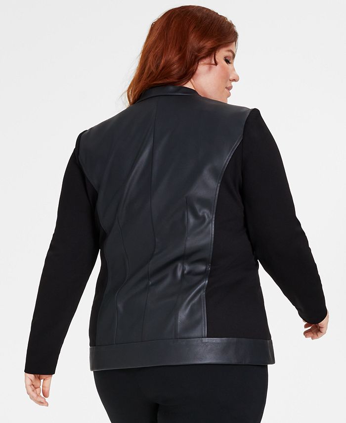 Alfani Plus Size MixedMedia Jacket, Created for Macy's Macy's