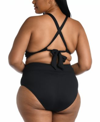 Plus Size High-Neck Tankini Top & Bottoms