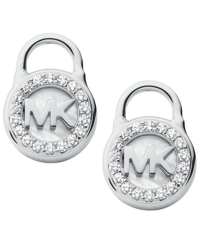 Michael Kors Sterling Silver Mother of Pearl Lock Stud Earrings & Reviews -  Earrings - Jewelry & Watches - Macy's