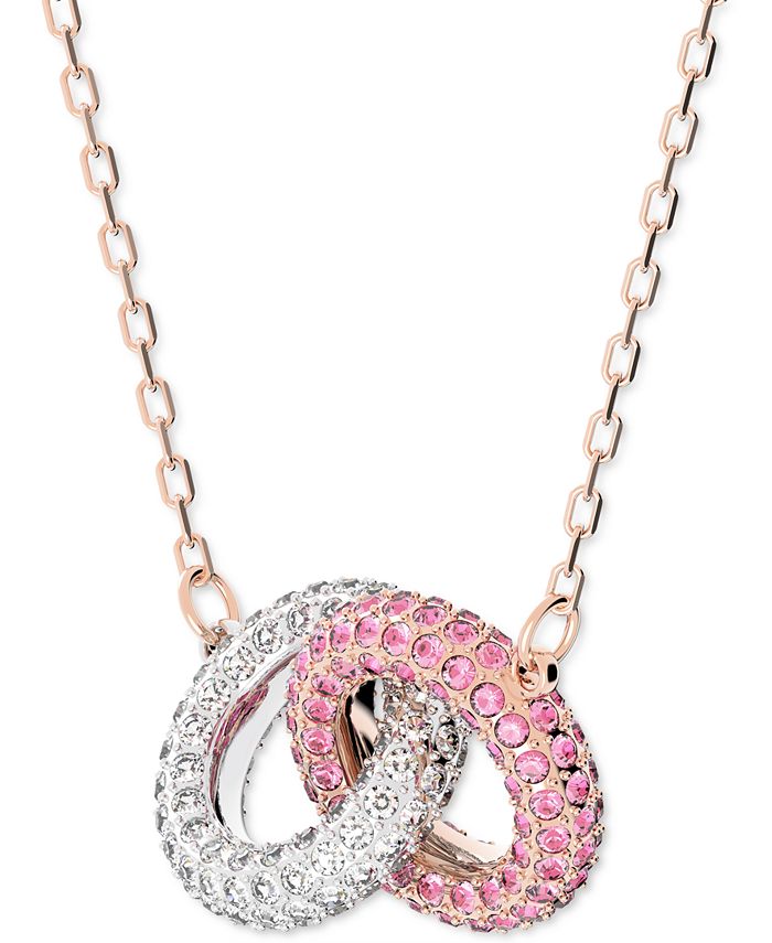 Swarovski Pavé Linked Circle Pendant Necklace, 14-7/8