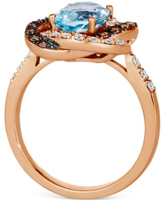 Blue Topaz (1-7/8 ct. t.w.) & Diamond (3/8 ct. t.w.) Halo Ring in 14k Rose Gold