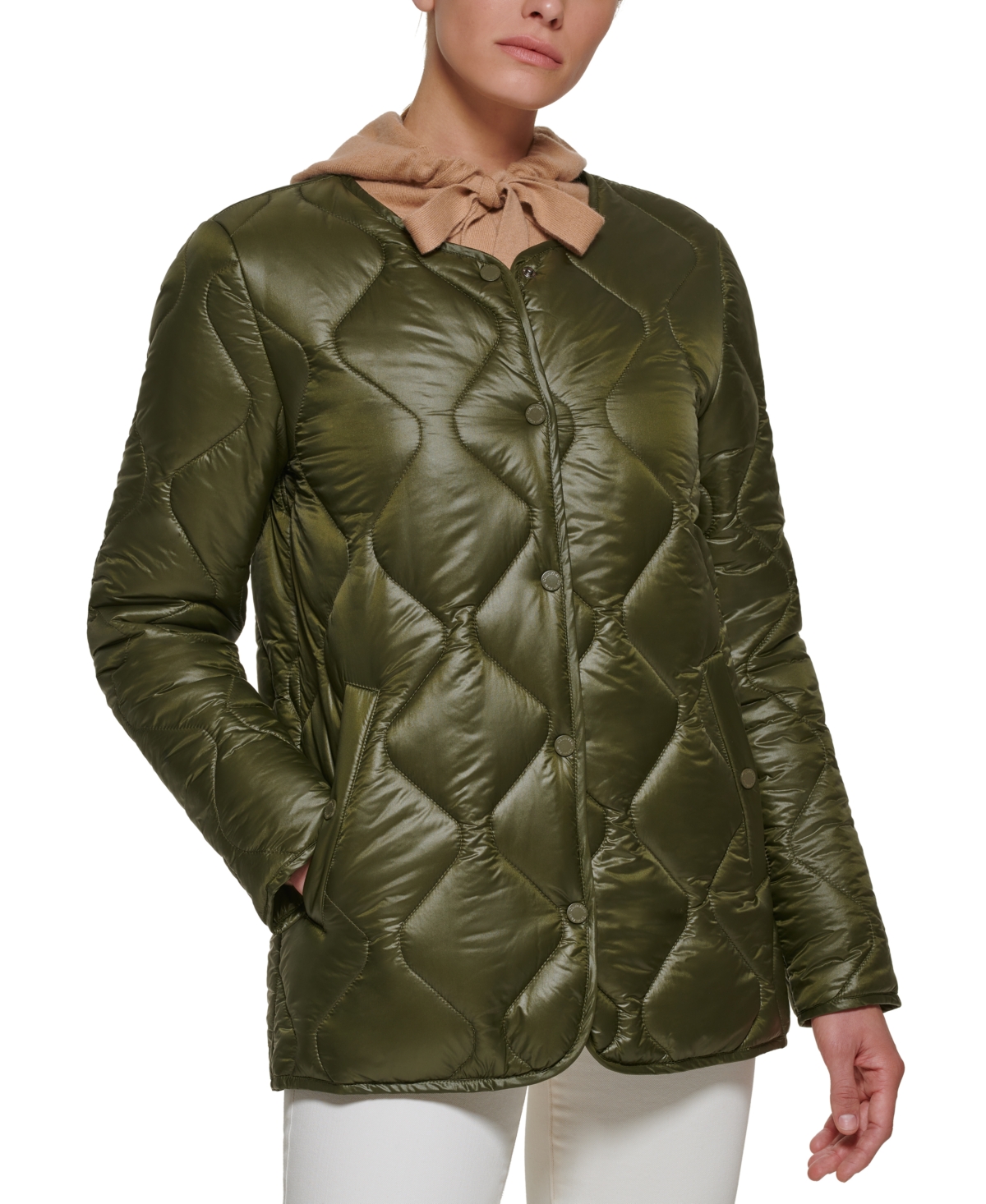 Calvin Klein Women's Collarless Onion Quilted Coat