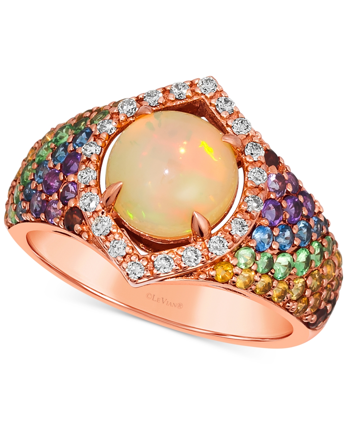 Le Vian Multi-gemstone (1-7/8 Ct. T.w.) & Nude Diamond (1/6 Ct. T.w.) Statement Ring In 14k Rose Gold In Opal
