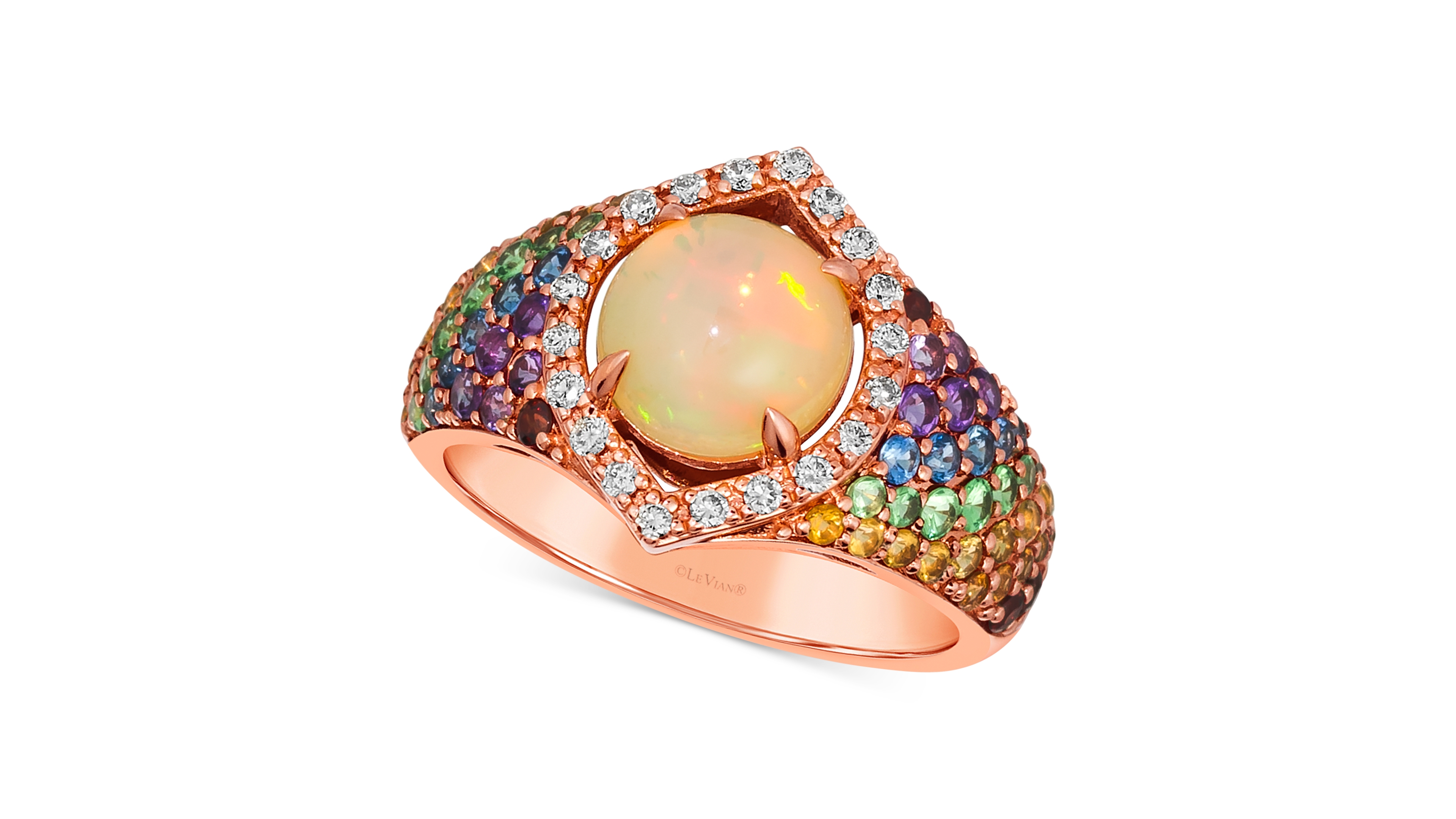 Le Vian Multi-Gemstone (1-7/8 ct. t.w.) & Nude Diamond (1/6 ct. t.w.) Statement Ring in 14k Rose Gold
