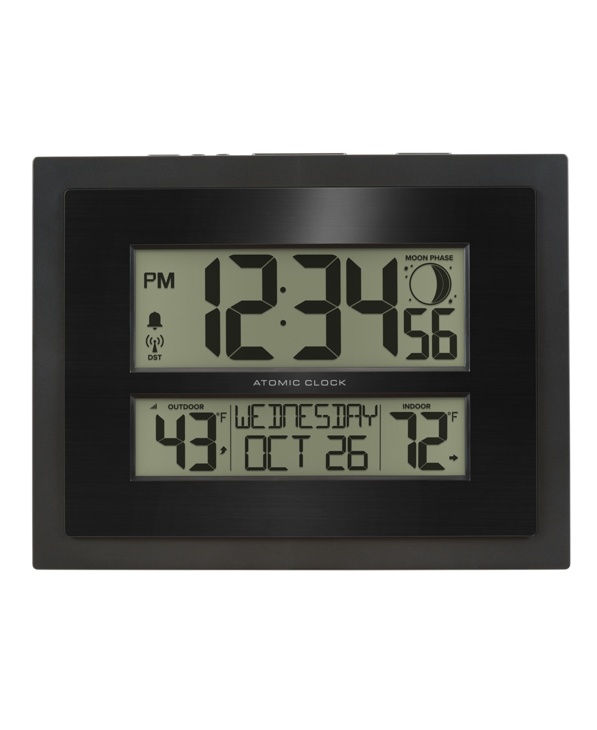 Shop La Crosse Technology 513-75624-int Digital Atomic Clock With Outdoor Temperature With Moon Phase In Black