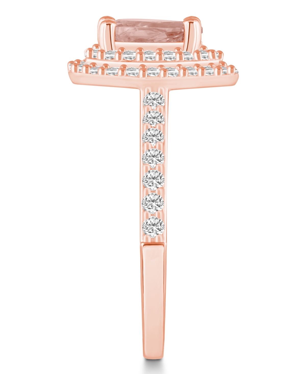 Macy'sand Diamond Accent Halo Ring in 14K Rose Gold - Morganite