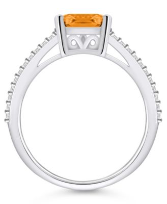 Citrine and Diamond Accent Ring in 14K White Gold