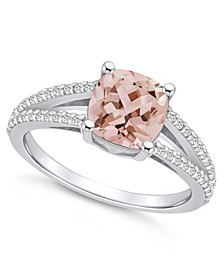 Morganite and Diamond Accent Ring in 14K White Gold