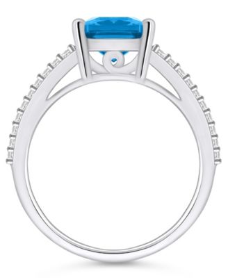 Blue Topaz and Diamond Accent Ring in 14K White Gold