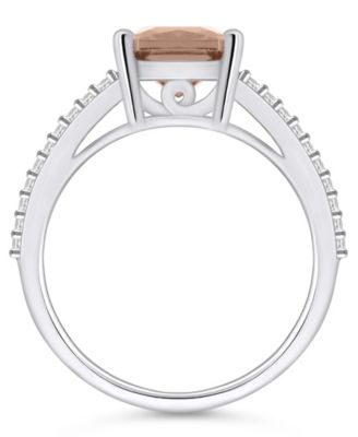 Morganite and Diamond Accent Ring in 14K White Gold