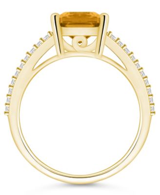 Citrine and Diamond Accent Ring in 14K Yellow Gold