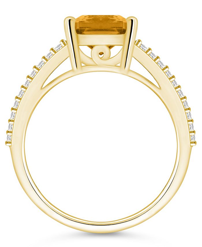 Macy's Citrine and Diamond Accent Ring in 14K Yellow Gold - Macy's