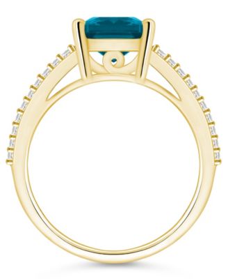 London Blue Topaz and Diamond Accent Ring in 14K Yellow Gold