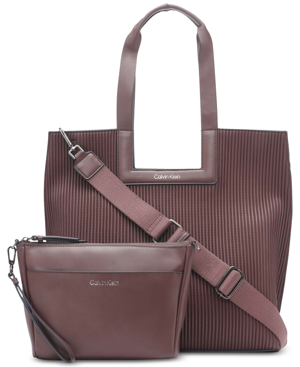 Calvin Klein Audrey Mini Bag Crossbody, Almond/Taupe/Eggplant: Handbags