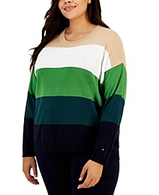 Plus Size Striped Bubble Sweater