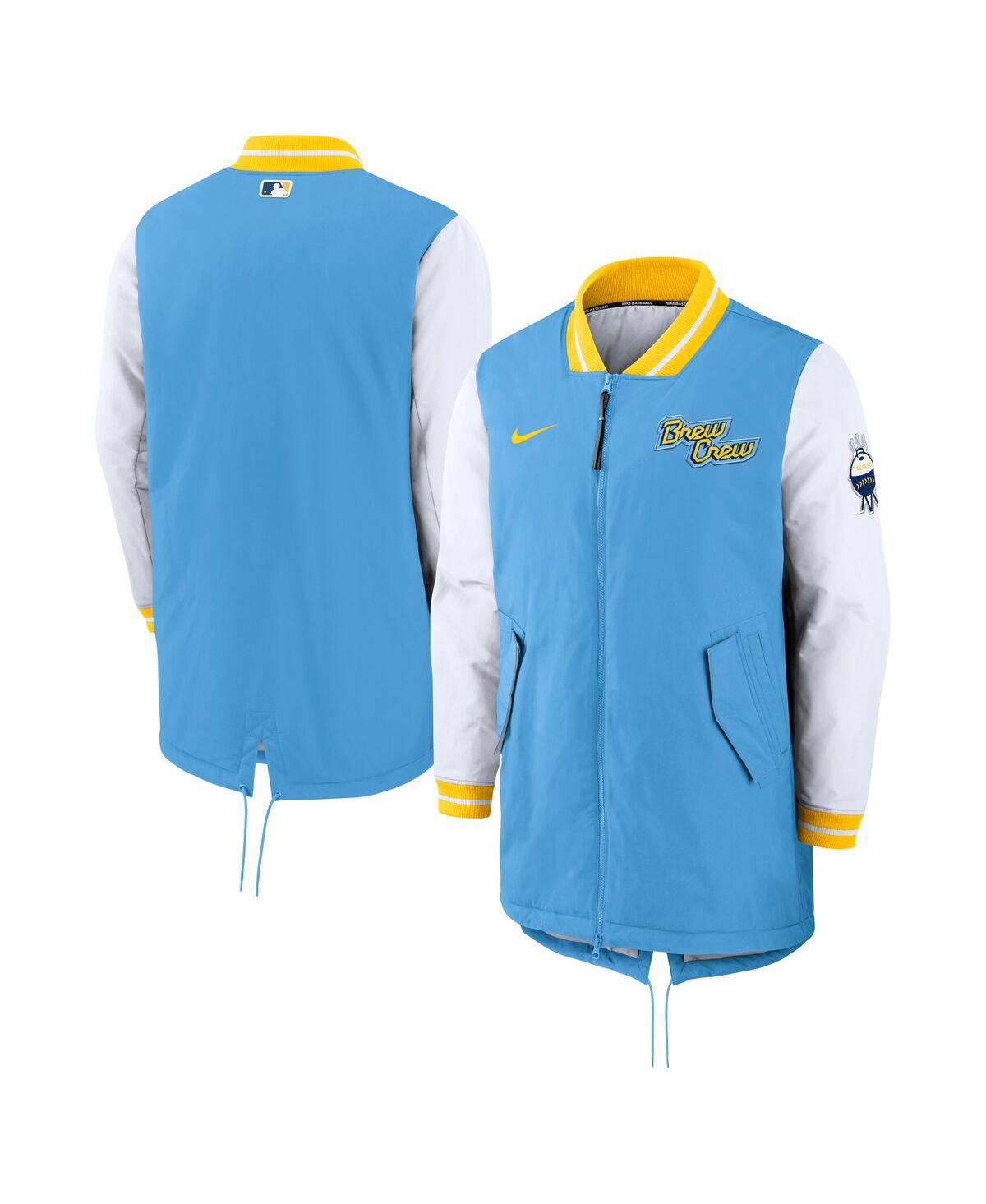 Shop Nike Men's  Powder Blue Milwaukee Brewers Authentic Collection City Connect Full-zip Dugout Jacket