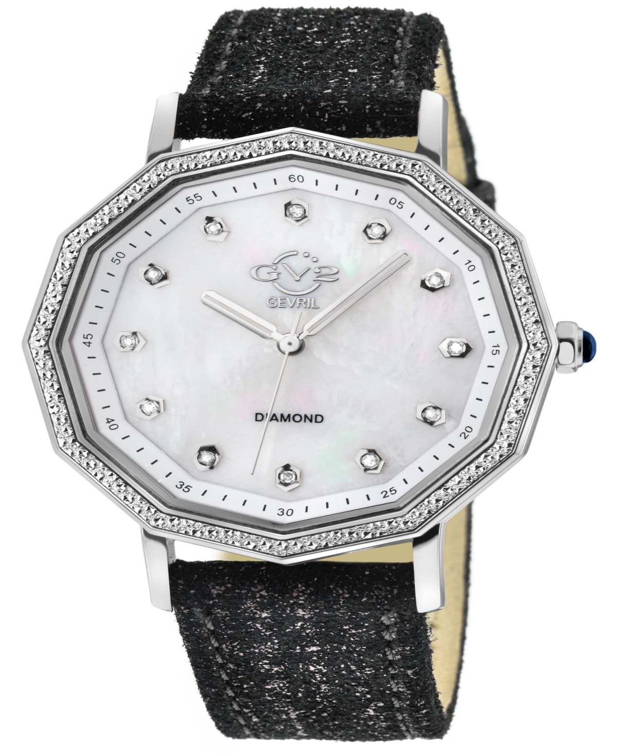 Gevril Women's Spello Swiss Quartz Italian Black Leather Strap Watch 38mm