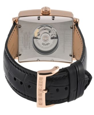 Men's Avenue of Americas Swiss Automatic Italian Black Leather Strap Watch 44mm