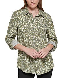 Women's Cheetah-Print Button-Front Shirt 