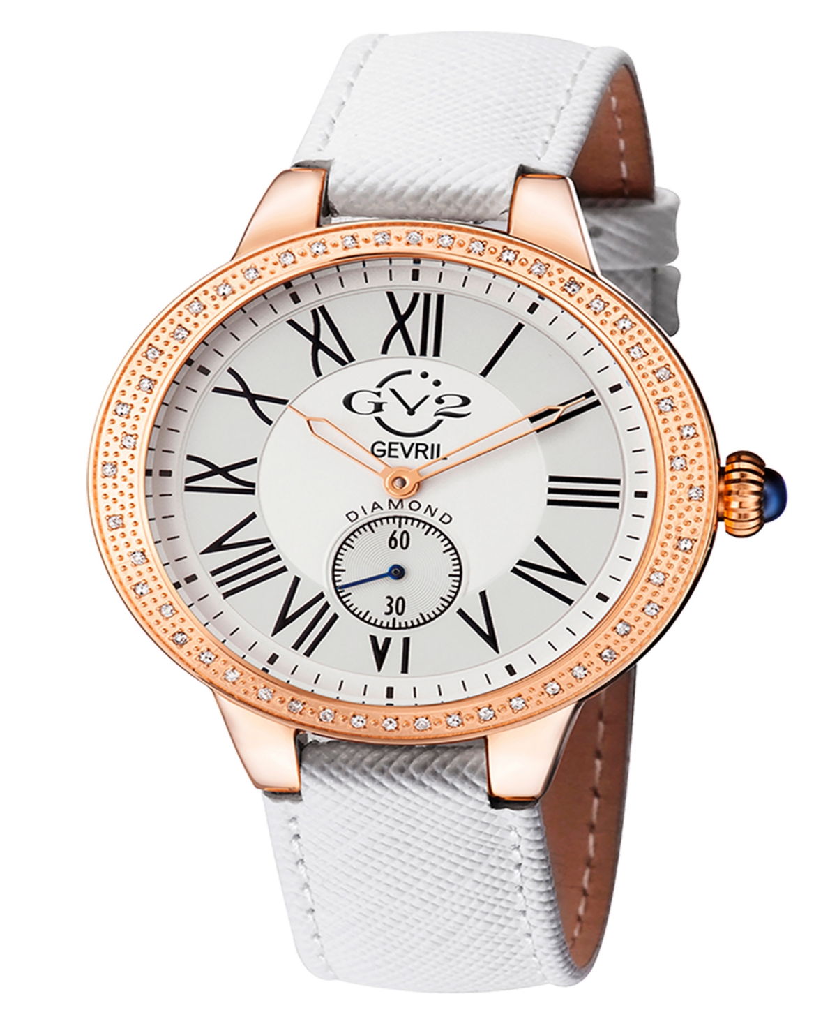Gevril Women's Astor Swiss Quartz White Genuine Leather Strap Watch 40mm